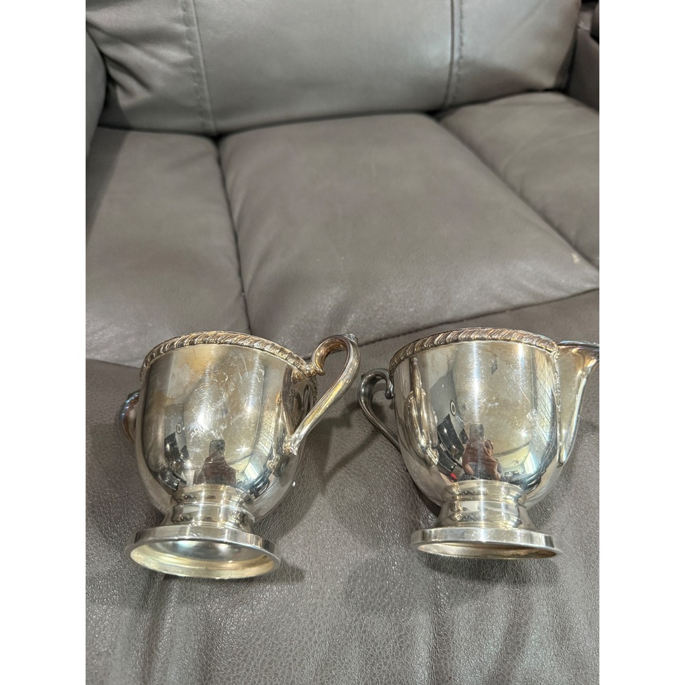 Kenton Rogers Silver plated Sugar Bowl and Creamer Set 1704 Vintage